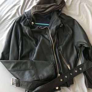 Free people faux leather with hood